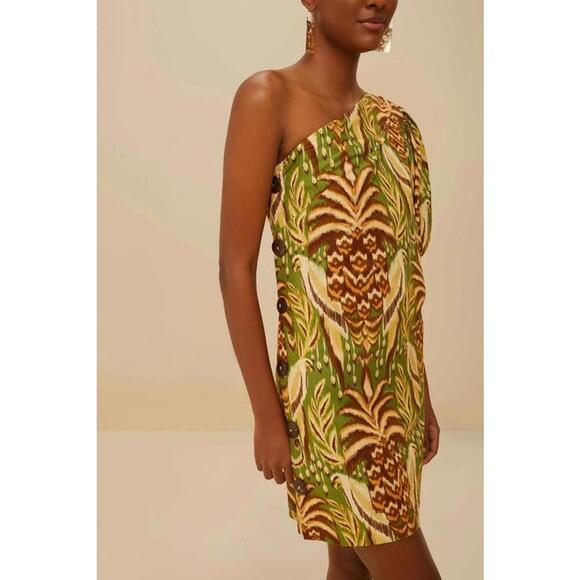 Farm Rio Green Pineapple Tapestry LENZING ECOVERO EUROFLAX Mini Dress Size S - Picture 4 of 4
